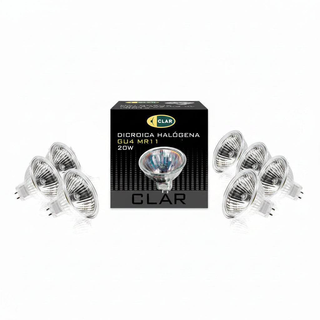 CLAR Halogen Bulb MR11 GU4 20 W 12 V Warm White 2700K Dimmable CRI 95 10-Pack